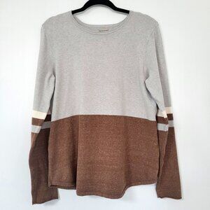 Duluth Trading Company Colorblock Long Sleeve Pullover Gray Brown Size Large